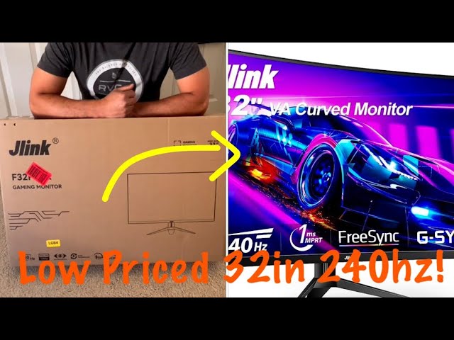 Jlink 32-Inch Curved Gaming Monitor up to 240Hz,1080P Computer Monitor  1500R/1ms(MPRT)/Low Blue Light,Frameless PC Monitor with HDMI DisplayPort