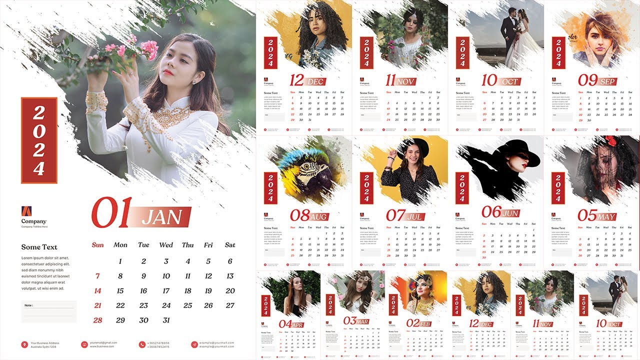 2024 Wall Calendar Design Download In PSD Photoshop Tutorial Part 1