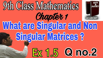What are Singular and non Singular Matrices || 9th class Math | Q no.2 | Ex 1.5 and ch#1