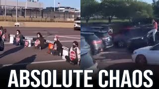 Pro-Palestine protestors BLOCK the road to O&#39;Hare Airport in Chicago as the cops do NOTHING