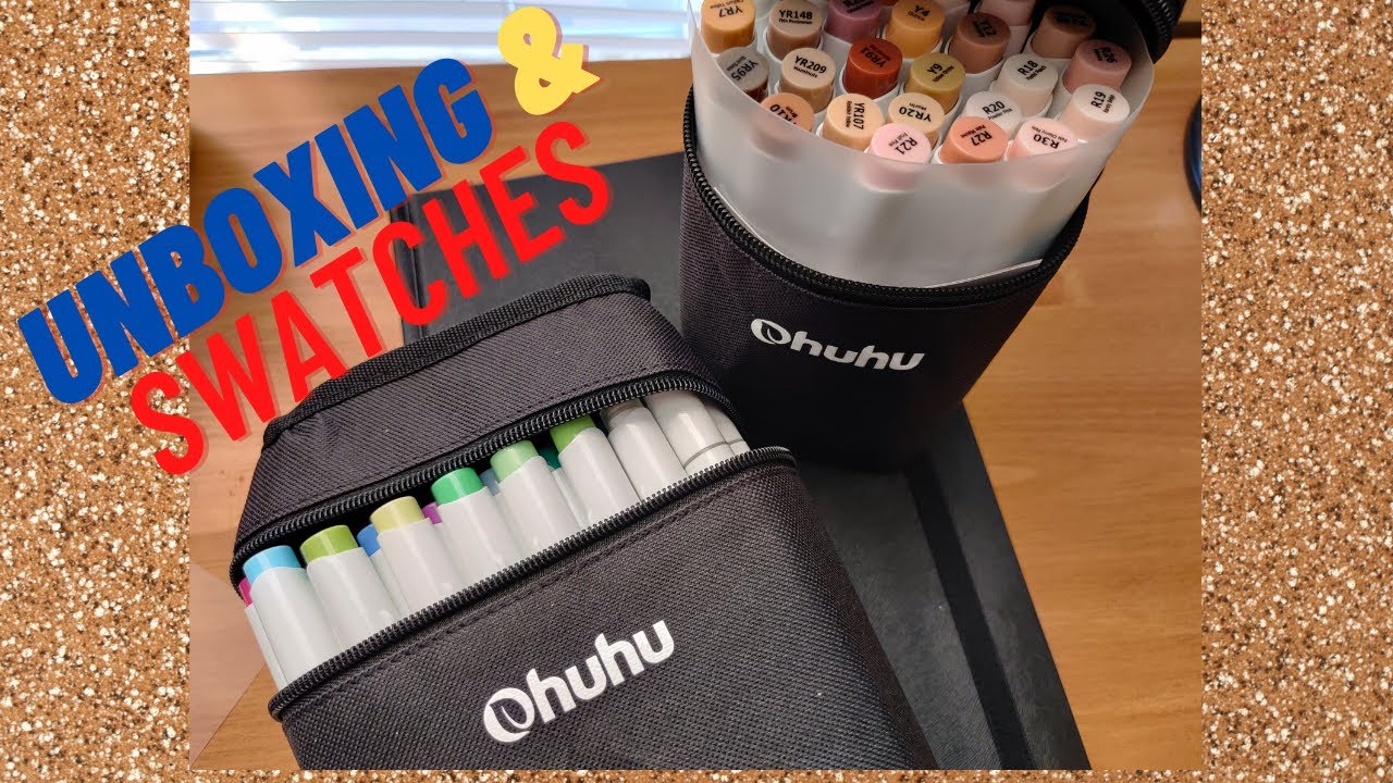 OHUHU MARKERS UNBOXING AND SWATCHES (48 color markers set and 24 color