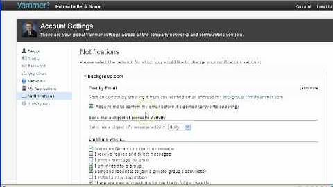 Yammer Notification Settings