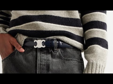 Celine Belt Triomphe Simple Leather Black Silver Triomphe Belt 25MM IN Taurillon Leather - BLACK | CELINE main image 4