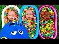 Full of 3 Rainbow BathTubs Candy with M&M's & Magic Slime Cutting Video