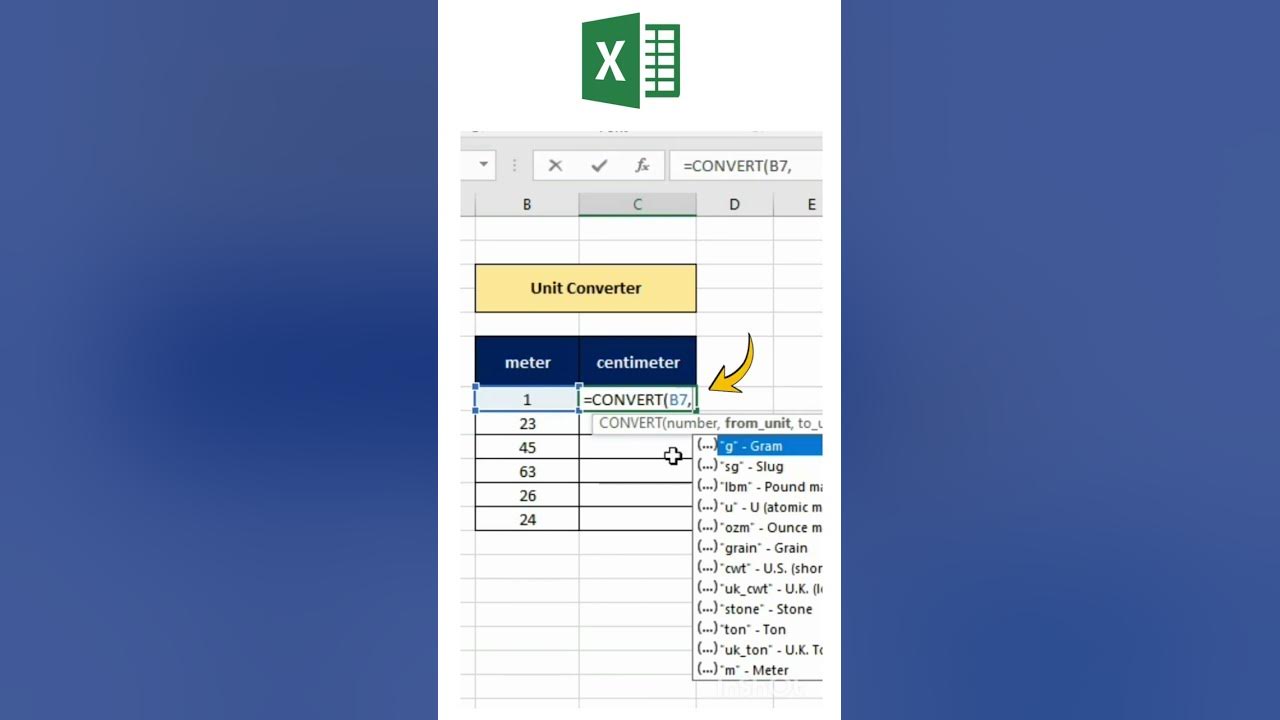 How to convert units in excel shortsvideo shortsyoutube shorts 