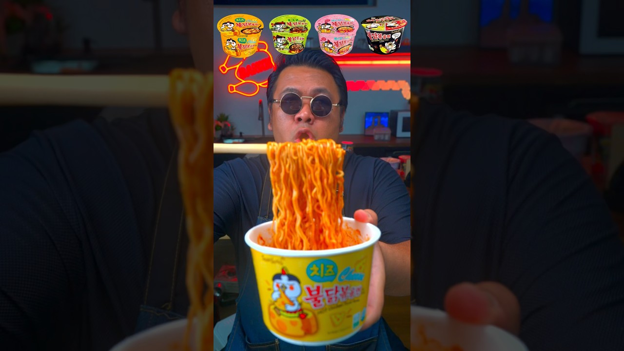 กินมาม่าเผ็ดเกาหลี 4 รสชาติ #shorts  #asmr