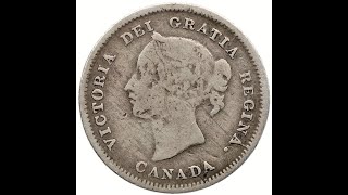 1880 H 5 Cents Canada Coin Victoria Silver