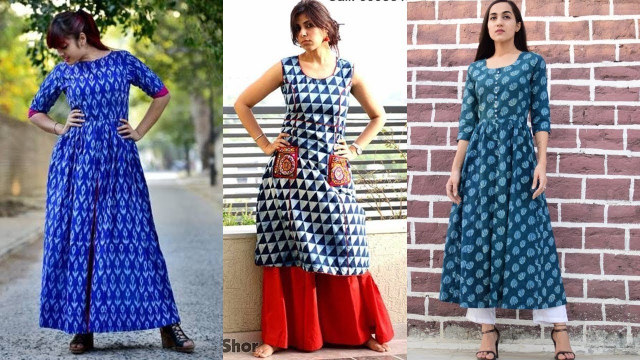 ikkat kurti patterns