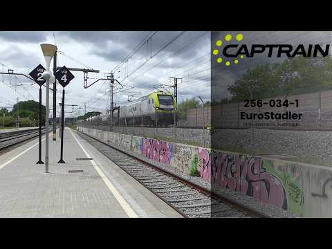 Captrain EuroStadler 256-034-1 amb destinació Zeebrugge passant per Riells I Viabrea-Breda