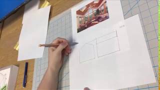 Manual Drafting: Interior Elevation with Sloped Ceiling
