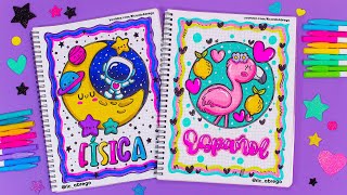 Cómo hacer PORTADAS BONITAS para tus materias de FLAMINGO Y GALAXIA - #galaxy #flamengo #portadas