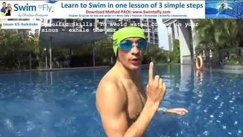 Backstroke Tips: Learn to exhale and blow from nose to avoid water in sinus