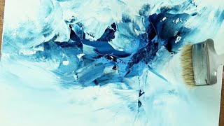 Simple Blue Abstract Techniques / 490 / Easy Acrylics / Abstract Painting Demo