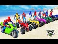 TEAM SPIDER-MAN Street Blazer &amp; Motorbikes RACING Challenge on Beach Mega Ramp Competition - GTA 5