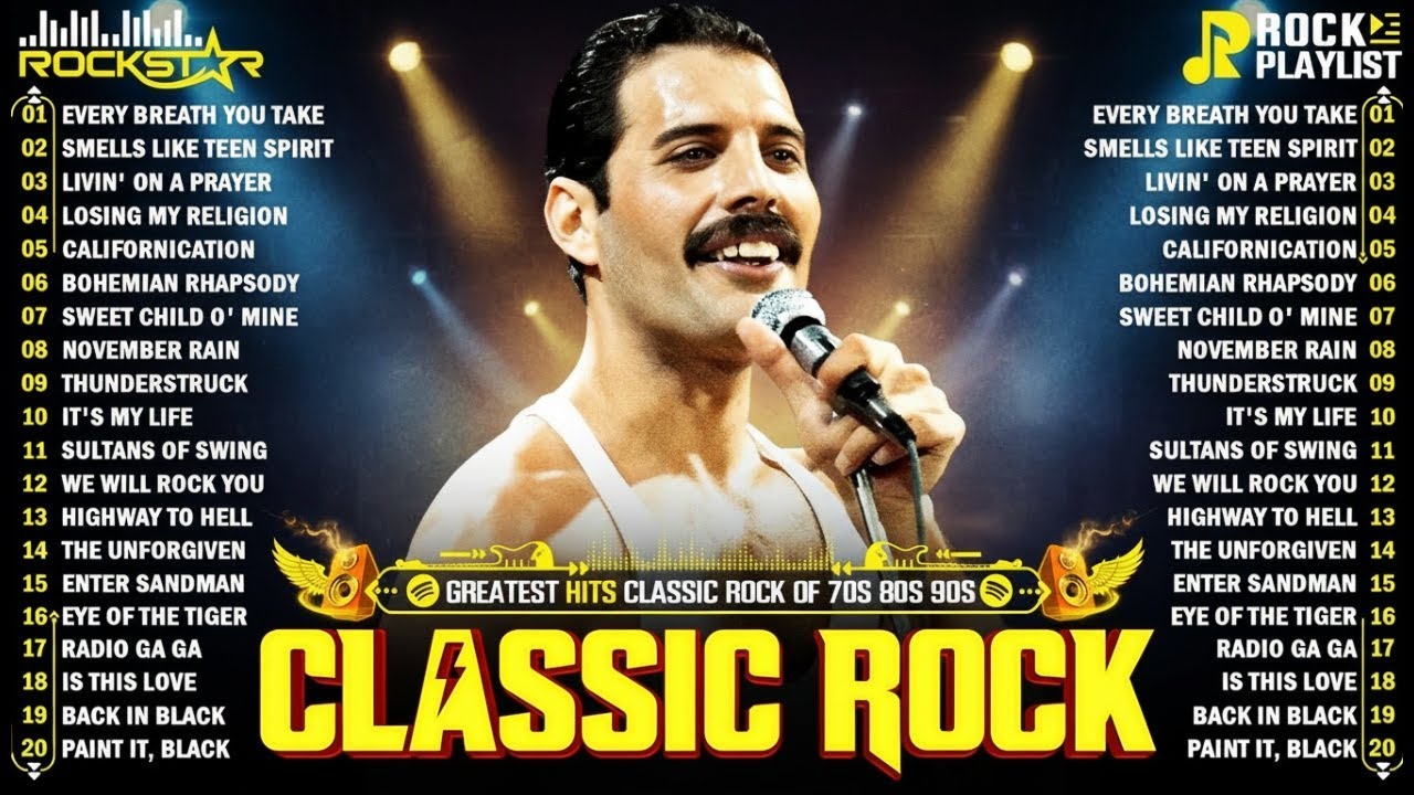 Top 500 Classic Rock Songs 70s 80s 90s ⚡ Queen, Guns N' Roses, Metallica, AC/DC, Aerosmith, Bon Jovi