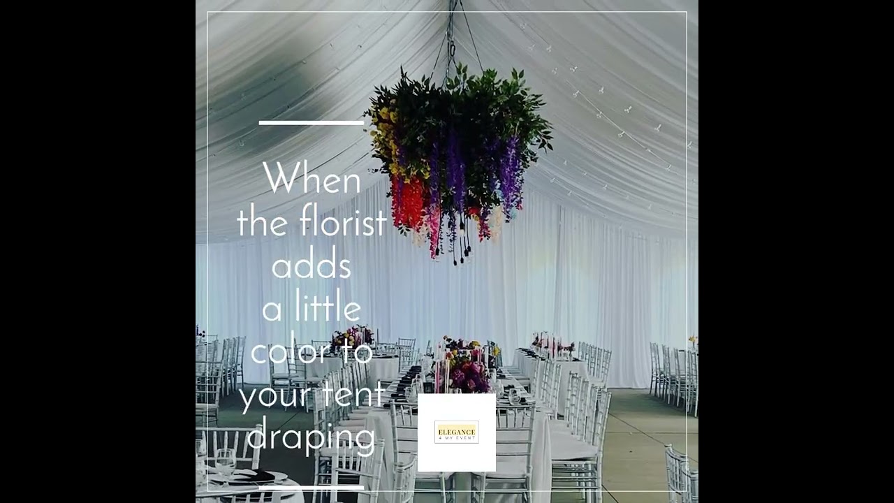 When the florist adds a little color to your tent draping