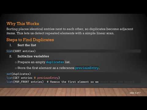 Finding All Duplicate Entries in a CMake List Efficiently