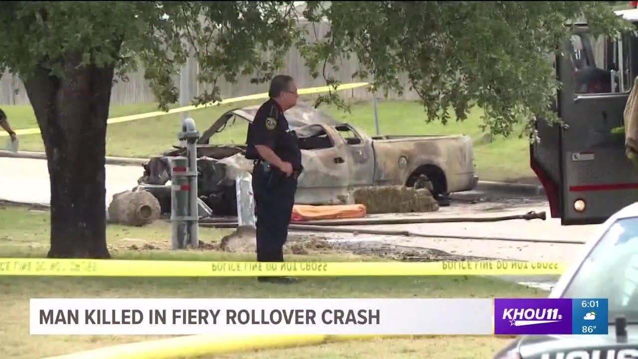 Man killed in fiery rollover crash on W. Airport - YouTube