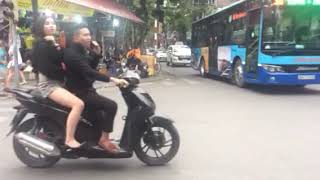 Typical road intersection in Hanoi Vietnam