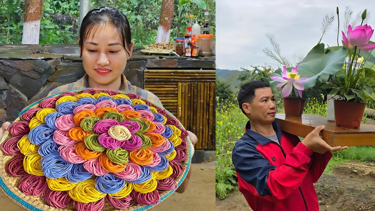How to Make 7-color fresh Noodles from Natural Ingredients -Living with Nature | Lý Phúc An