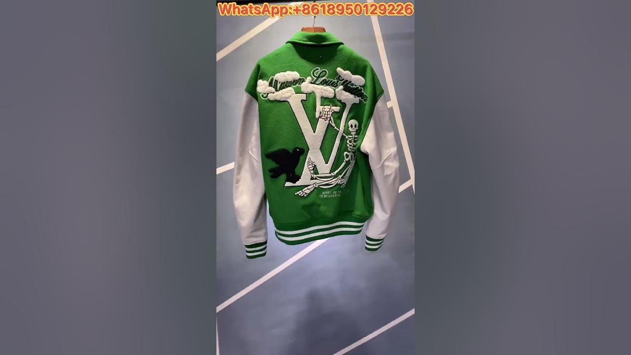 LOUIS VUITTON FW21 GREEN LEATHER VARSITY JACKET EXPERIENCE 