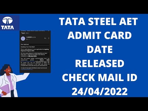 TATA STEEL AET ADMIT CARD DATE RELEASED CHECK YOUR MAIL ID EXAM DATE 24 APRIL 2022 TELEGRAM LINK ?