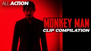 Monkey Man (2024) All Clips Compilation | All Action