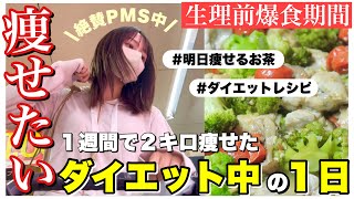 【痩せたいのに】ダイエット中の生理前爆食期間とPMSと戦う女の１日【一週間ダイエット】