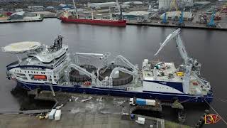 Drone Flies Over Worlds Most Advanced Cable Laying Vessel - Leonardo Da Vinci