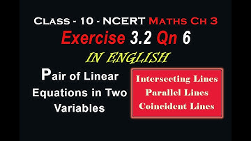 Intersecting Parallel and Coincident lines NCERT Pair of linear equations Class10 Ch3 Ex3.2 QN6
