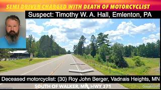 Semi Driver Charged With Intentionally Causing Death Of Minnesota Motorcycle Driver