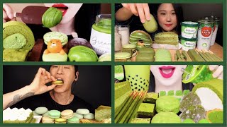 Matcha Green Tea Desserts ASMR Compilation - Green Food Eating Party Mukbang