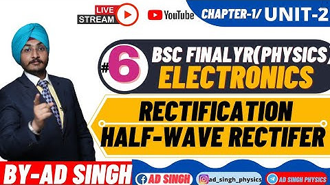 B.Sc-3rd yr physics|Solid State Electronics |Rectification |Half-Wave Rectifer |Lec-06|IBy-AD SINGH