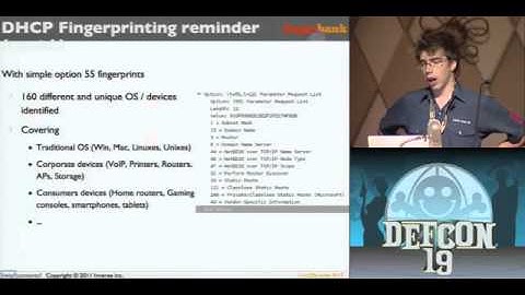 DEFCON 19 (2011) - FingerBank - open DHCP, Fingerprints database