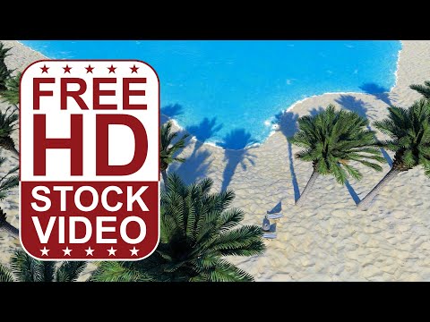 Free Stock Videos – sand beach with palm trees top view virtual backdrop 3D animation