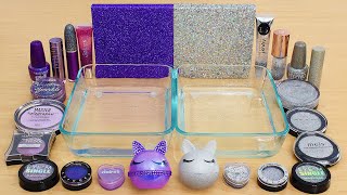 Purple Vs Holo - Mixing Makeup Eyeshadow Into Slime Asmr