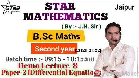 Demo Lecture-8/ B.Sc.Part-2 /paper-2 DIFFERENTIAL EQUATION/maths by j.n.sir iit-jam m.sc.  CLASSES