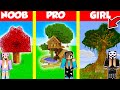 Minecraft Battle: TREE HOUSE BUILD CHALLENGE - NOOB vs PRO vs GIRL / Animation WOOD OAK