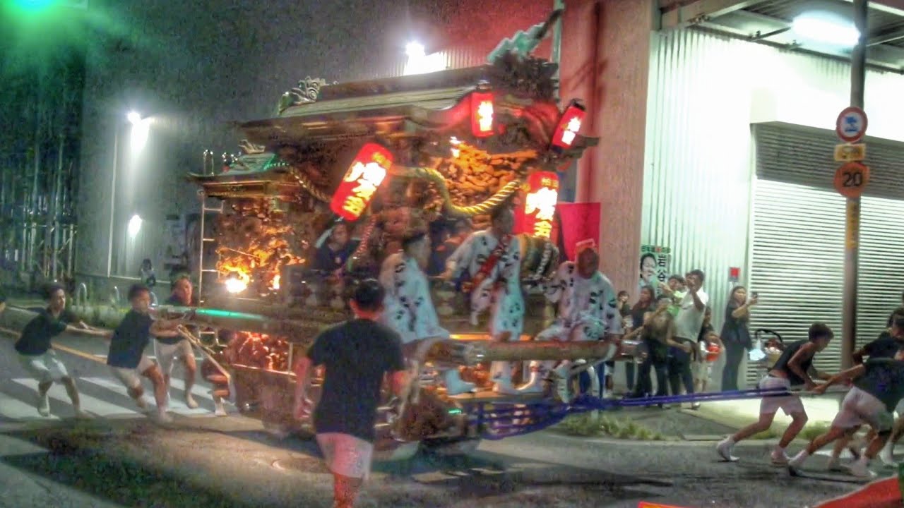 2024.7.22 東大阪市 柏田 だんじり 角田前 やりまわし - YouTube