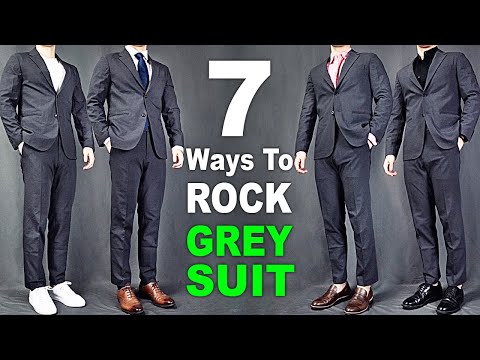 grey suit black dress