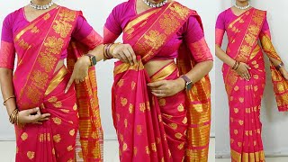 Cotton silk saree draping tutorial step by step | Sari draping guide in easy & simple step | Saree