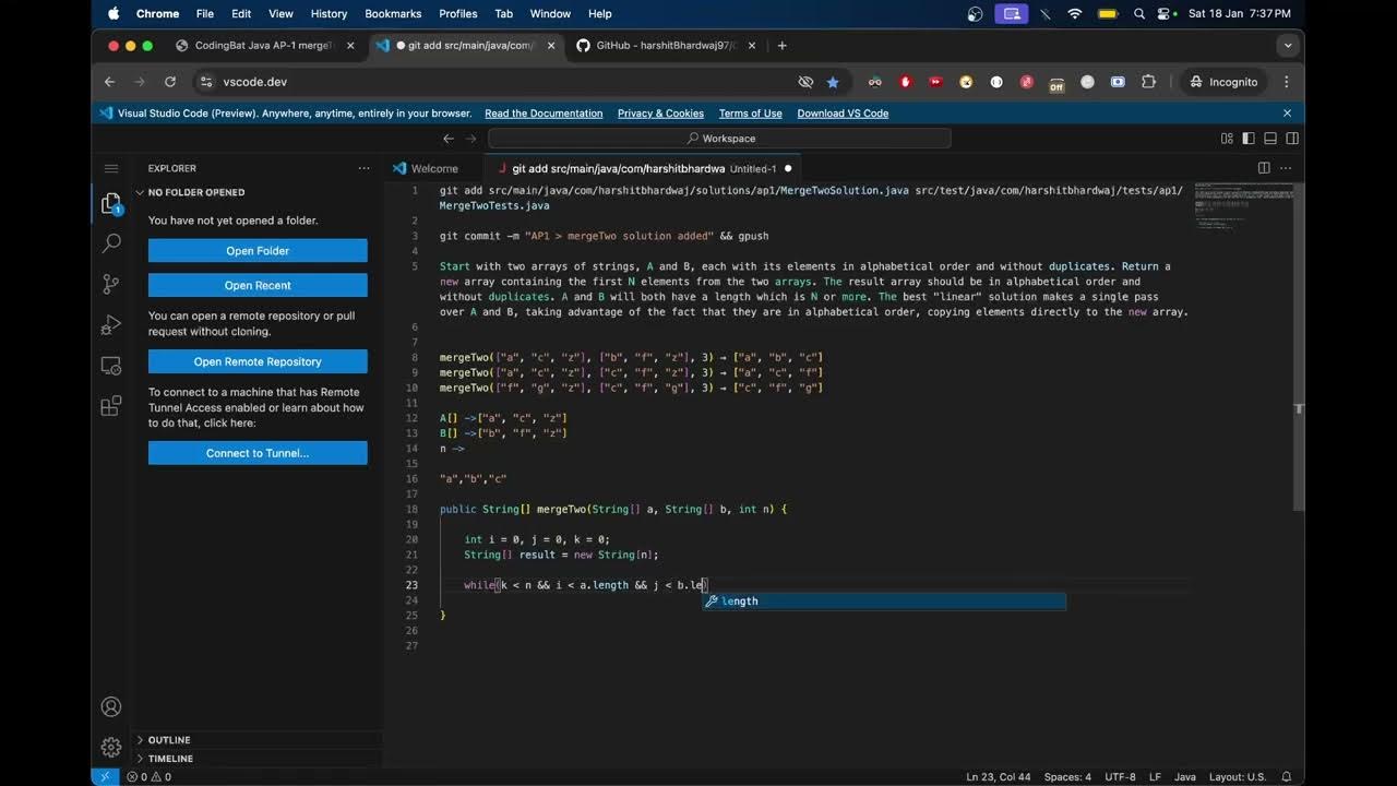 CodingBat Java | AP-1 Section | mergeTwo - YouTube
