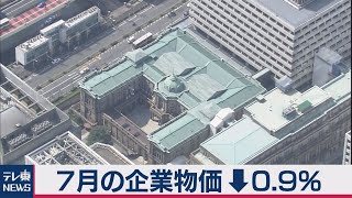 ７月企業物価↓0.9％ 新型コロナで原油安響く（2020年8月13日）