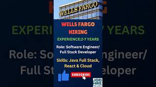 🔥Urgent Hiring |Wells Fargo Hiring |Java Full Stack, React |Hyderabad #ytshorts #itjobs #wellsfargo