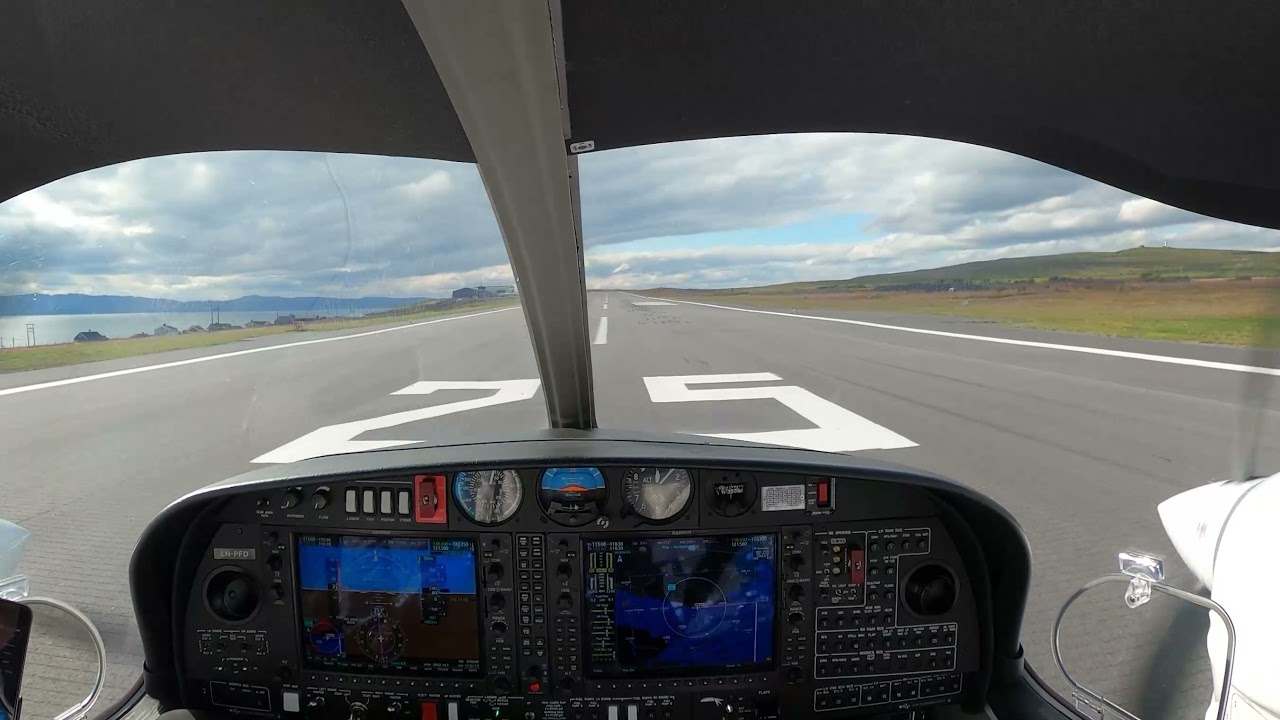Diamond DA42 in Vadsø, Norway - Takeoff