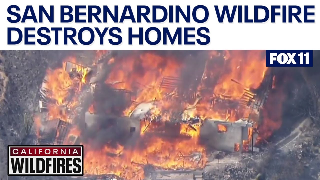 Massive fire burns down homes in San Bernardino County - YouTube