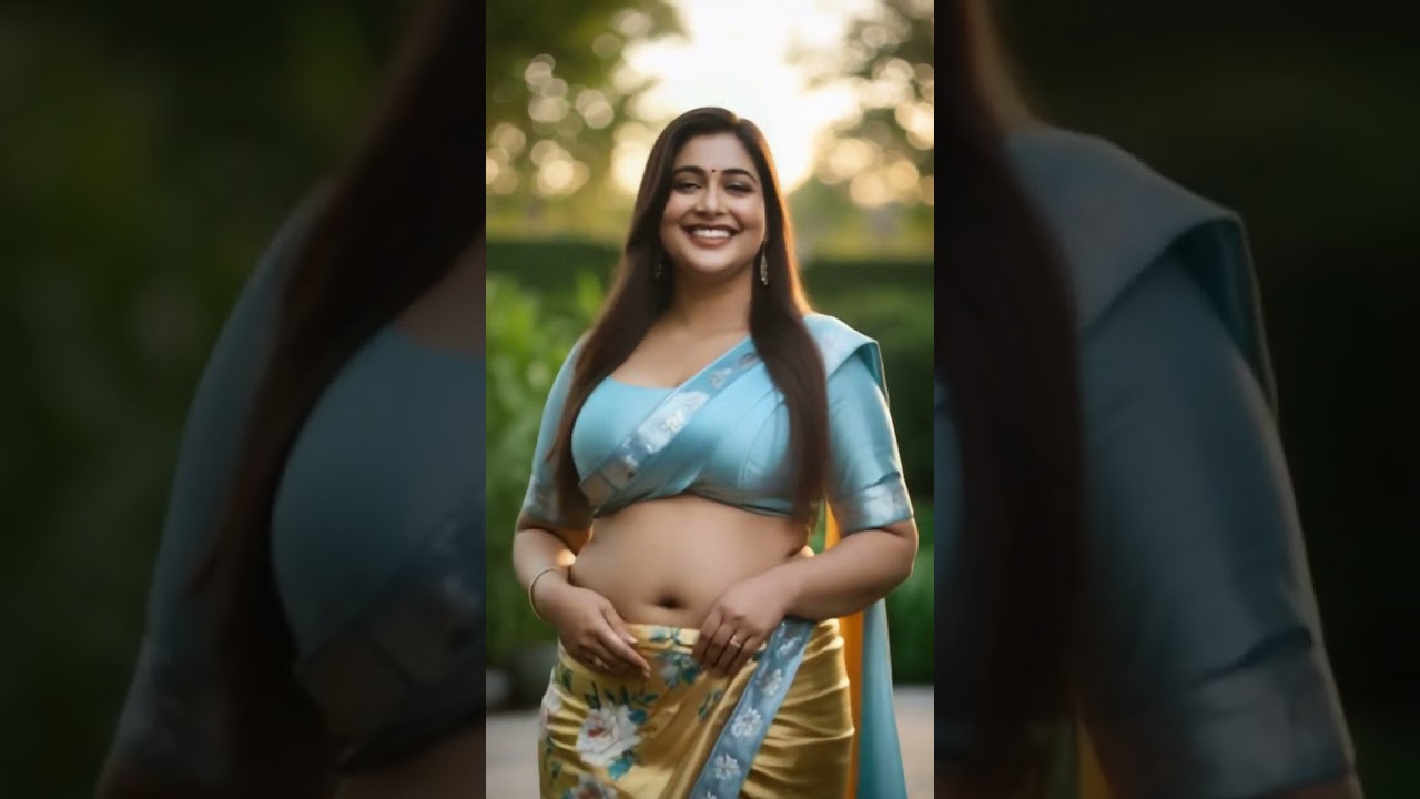 Elegant Plus Size AI Model in Blue-Golden Saree | Saree Walk Beauty | Ai Fashion Asma 