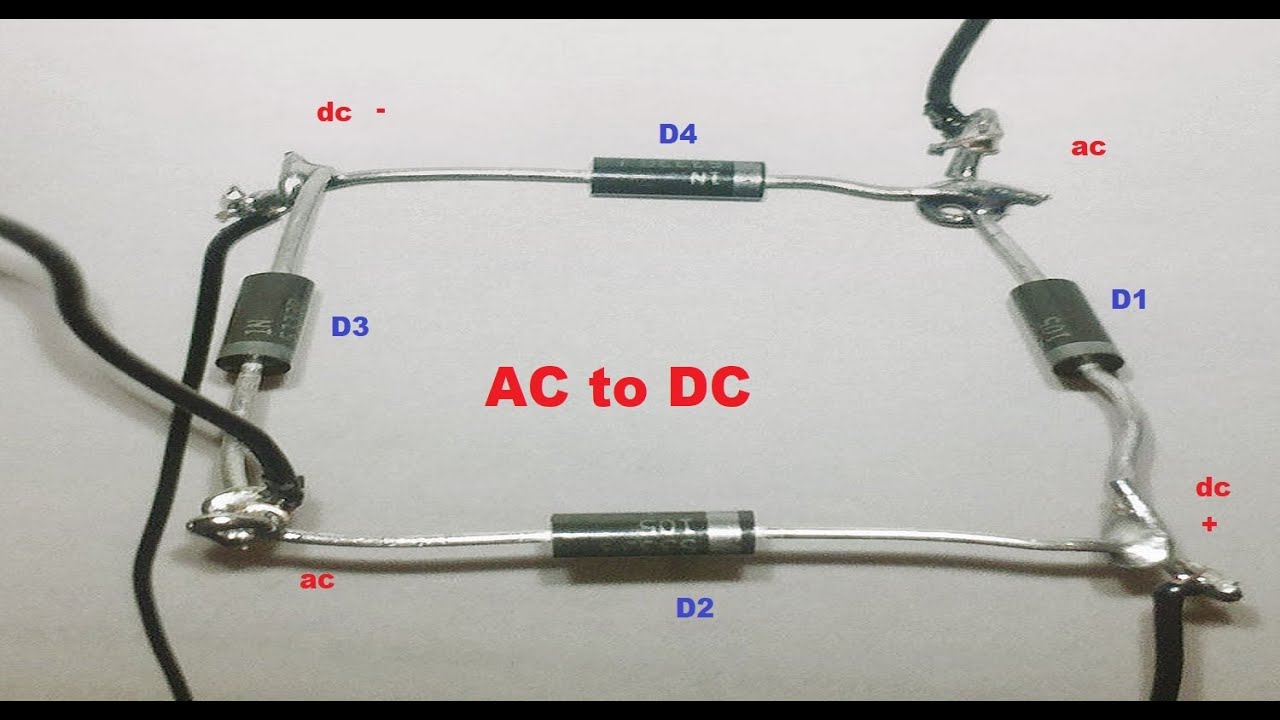 How to convert AC voltage to DC voltage (bridge rectifier) - YouTube