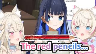 FuwaMoco Accused Kronii of Chewing on All The Red Pencils In The Studio
