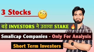 3 Stocks 🔥 बड़े Investors ने उठाया माल 🤔 Smallcap Companies - Only For Study ‼️ Short Term Investors